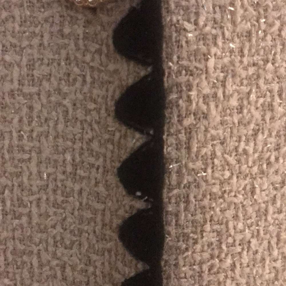 Alexia Admore Tan Boucle Tweed Dress Black Scalloped Trim Rhinestone Buttons 8 - Picture 10 of 16
